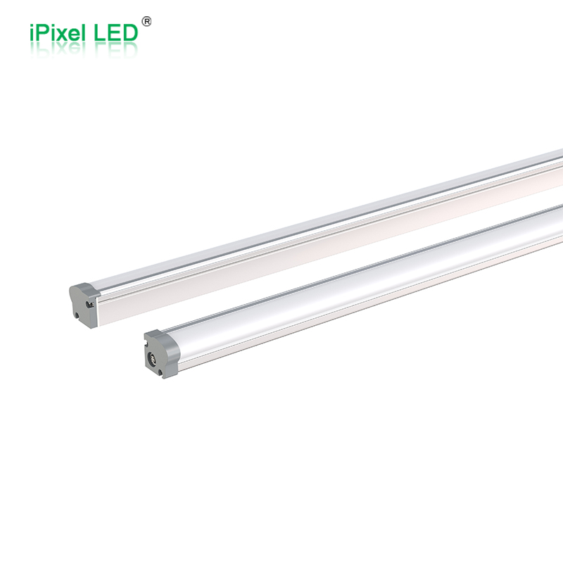 Project-supplied product photograph showing rigid LED light-bar housings and end connections