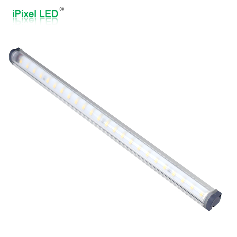 Project-supplied product photograph showing rigid LED light-bar housings and end connections