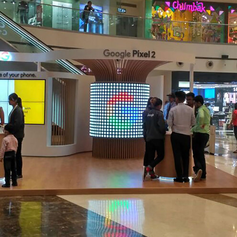 India Project Case | Google Pixel 2 Booth | 50mm Flat LED Pixel Point (P050006CB3SA)