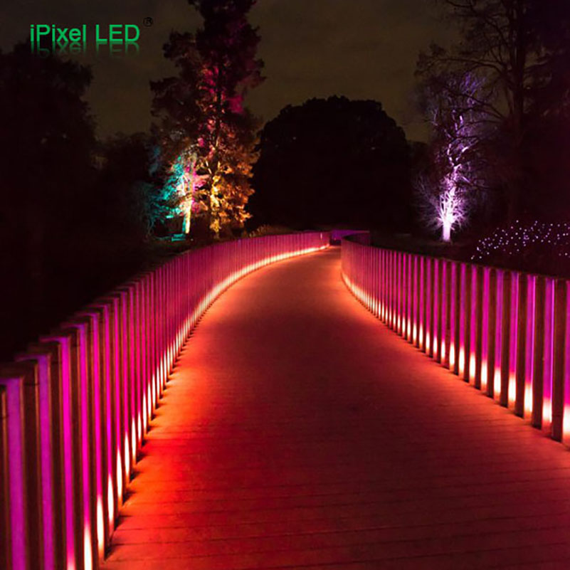 16-Pixel DMX512 Addressable RGB Guardrail Tube | Aluminum + PC Cover | 1m IP65 (B050048DB3DG)
