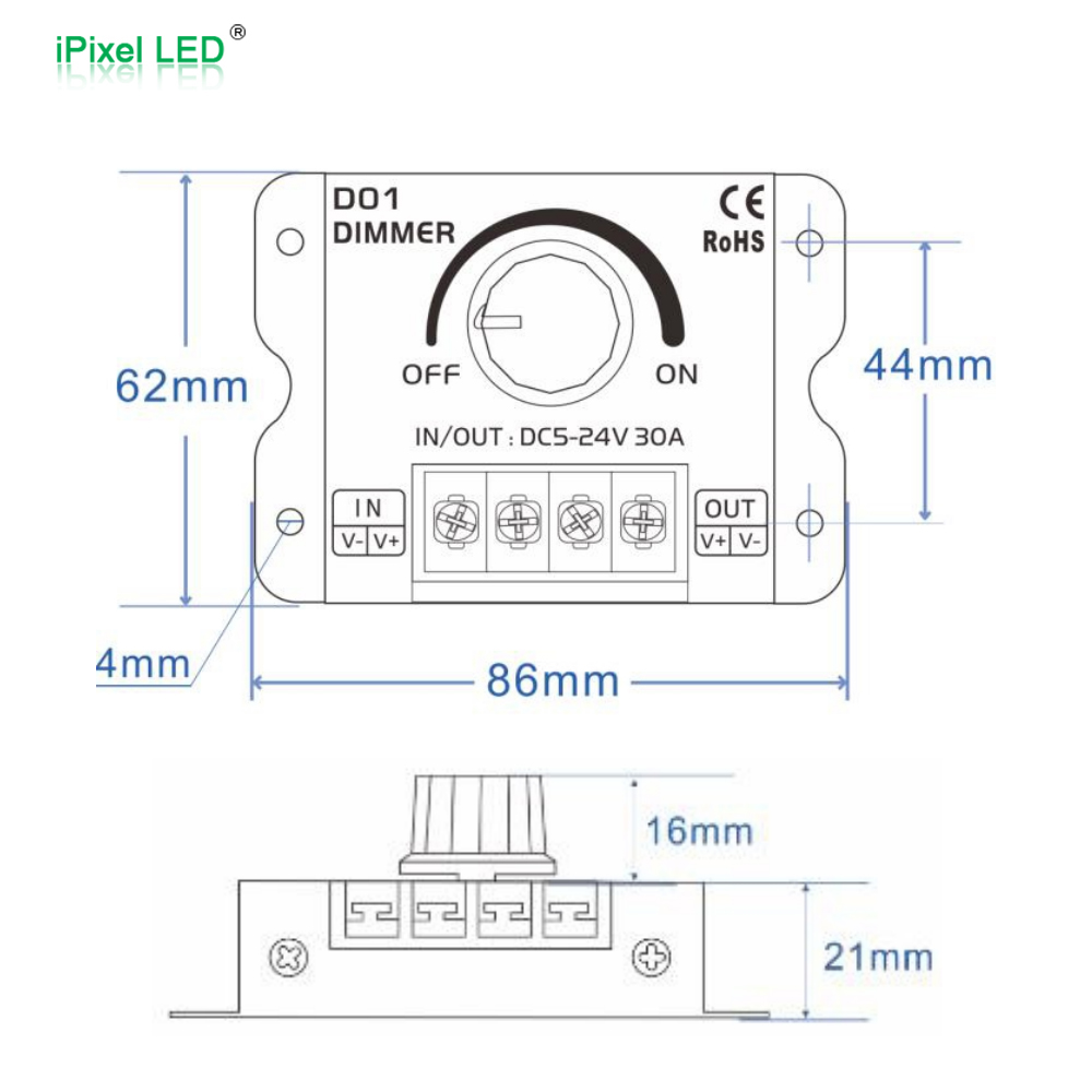 D01 30A RF Knob LED Dimmer Non-Pixel Controller detail image 5